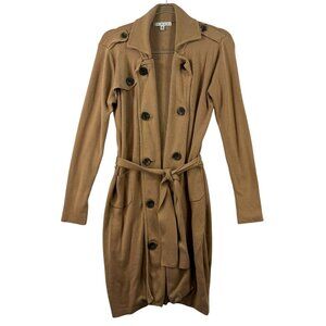 Cabi Womens Camel Double-Breasted Belted Cardigan Coat Size Small Long Academia